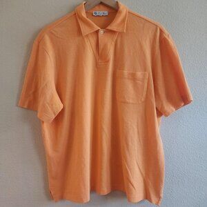 Loro Piana Polo Shirt Mens Large Orange 100% Cotton Made in Italy Pocket Luxury